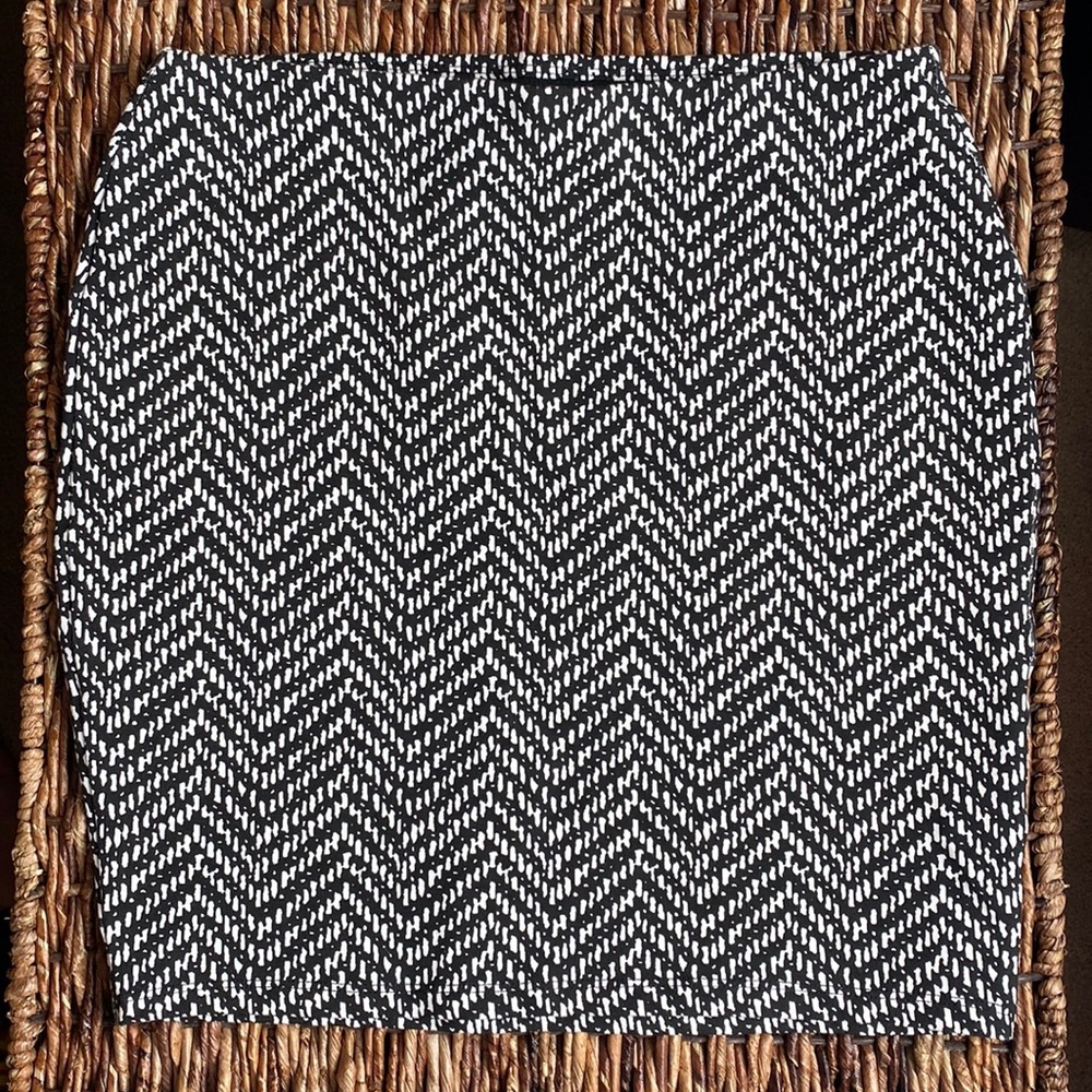 Black and White Stretchy Body Con Skirt